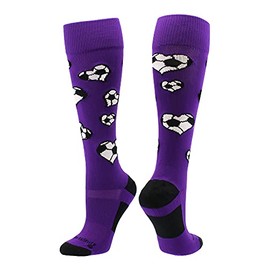 Love Soccer Hearts Socks Over the Calf (Purple, Small)