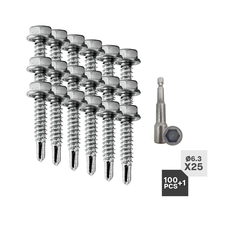 DOJA Industrial Hexagon Drilling Screws 6.3 x 25 mm +