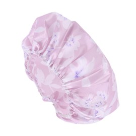 VOCOSTE Shower Cap, Night Cap, Dual-Purpose, Satin Hat Design, Easy to Put On and Take Off, For Short Hair, Hot Springs, SPA, Face Washing, Sleeping, Floral Pattern, Pink