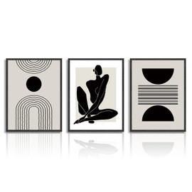 Dazzlewall Boho Abstract Wall Decor Poster Black and White Geometric Wall Poster for Bedroom Living Room Decor 12x16 in Unframed Set of 3