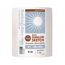 Borden & Riley 6" x 50 Yards #35W Sun-Glo Thumbnail Sketch Paper, 8 lb, White, 1 Roll Each