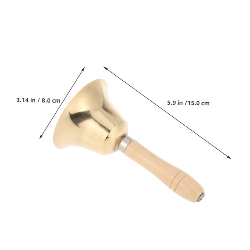 Gatuida 2pcs Solid Brass Hand Bell with Wooden Handle Loud