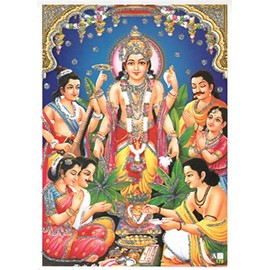 Sri Satyanarayan Puja Pooja Poster Vishnu Avatar Poster for Home Office Temple Religious