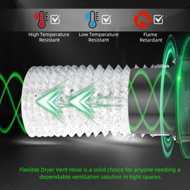 WDERAIR 4-Inch Aluminum Flexible Dryer Vent Hose Duct, 10FT HVAC Ducting for Exhaust Ventilation Projects, Includes 2 Stainless Steel Clamps-D120