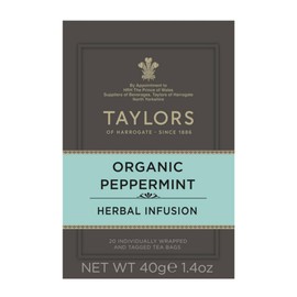 Taylors of Harrogate Organic Peppermint, Herbal Tea, Individually Wrapped Bags, 20 Count (Pack of 1), Clean, Pure and Refreshing, Caffeine-Free, Enjoy Hot or Iced, 20 Teabags