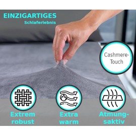 MALIKA® Premium Warm Fitted Sheet, Cashmere Touch Bed Sheet, Jersey Fleece Fitted Sheet, Colour: Grey, Size: 90–100 x 200 cm