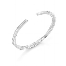 Kim Carrey S925 Sterling Silver Bracelet, Open Bangle Cuff Design, Men's Gift Jewelry for My Man (Twisted)