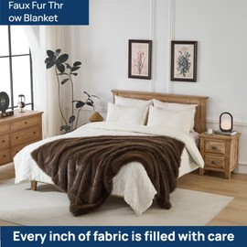 Luxury Fluffy Faux Fur Throw Blanket,Thick Fluffy Fuzzy Cozy Blanket,Plush Blankets for Couch, Sofa, Chair, Bed-Brown,50x60