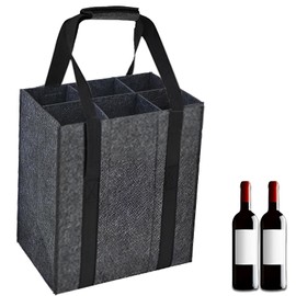Bottle Bag for 6 x 1.5 Litre Bottles, Bottle Carrier with Dividers, 27 cm x 18 cm x 27 cm, Bottle Carrier 6 Bottles, Bottle Carrier, Bottle Bag 6 Bottles, Bottle Basket, gray, 6 bottles
