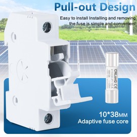 DEWIN Solar PV Fuse Holder, Pack of 4 1P Fuse Holder Hat Rail with Light and 4 Pieces Ceramic Fuse 15A DC 1000V