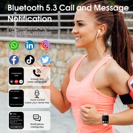 Smart Watch for Women, 1.85" Smartwatch Answer/Make Calls, Fitness Watch with Heart Rate/Sleep Monitor/Step Counter, 110+ Sport Modes, IP68 Waterproof Activity Fitness Trackers for Android iOS Pink