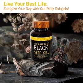 Generic Cold-Pressed Black Seed Oil, 2% Thymoquinone, 500 MG per Capsule, 60 Count