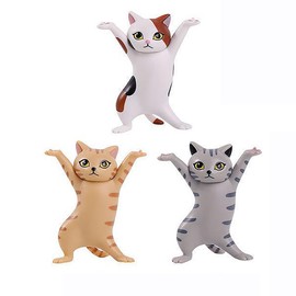 Molishan Cute Cat Pen Holder - Kawaii Room Office Work Decor, Funny Desk Accessories Gift For Friends Family 3pcs