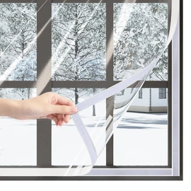 Flehomo 120 x 160 cm Window Insulation Kit, Adjustable Window Film with Hook and Loop Tape, Transparent Window Cover to Keep Warm in Winter and Cool in Summer, Reusable Plastic Window Wrap