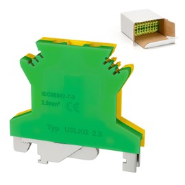 GUETNEU 10 Pcs USLKG2.5 Ground Circuit Connection Terminal Block, DIN Rail Mounted CENylon PA6 Terminal Blocks, 800V 32A, 2.5 mm²AWG