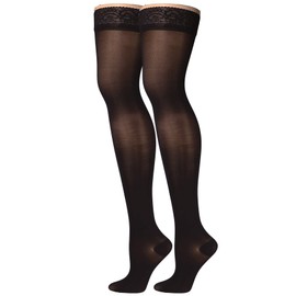 NuVein Sheer Compression Stockings for Women, 20-30 mmHg Support, 20 Denier, Thigh High, Closed Toe, Black, Small