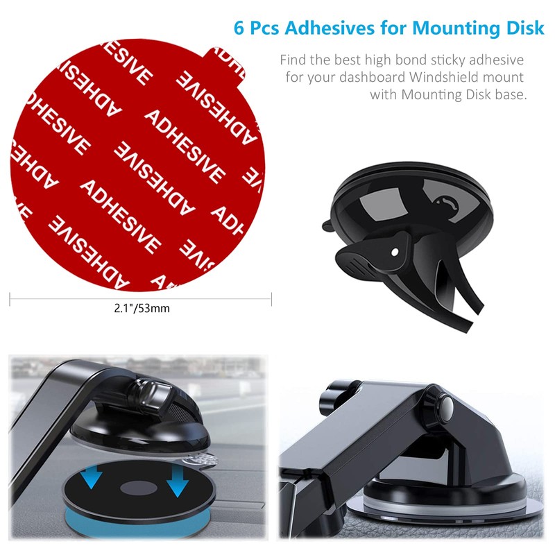 PKYAA Dashboard Pad Mounting Disk Sticky Adhesive Replacement Kit, 6pcs