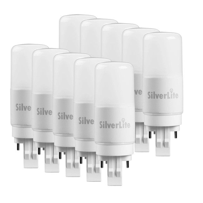[Plug&Play] Silverlite 5w(13w CFL Equivalent) LED Stick PL Bulb GX23-2 Pin Base, 500LM, Soft White(2700k), Driven by 120-277V and CFL Ballast, UL Listed, 10 Pack