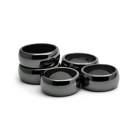 Morchic 5Pcs Pack Magnetic Hematite Stone Rings for Women & Men, Unisex Plain Band Set (10mm Width) - Mixed Sizes 8-12, Chakra Balancing, Polished Gemstone, Gift Ready