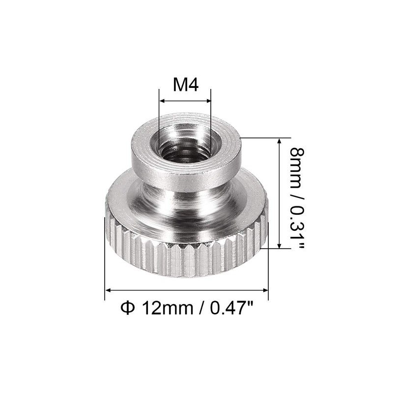 sourcing map 4pcs Knurled Thumb Nuts M4 Round Buttons with