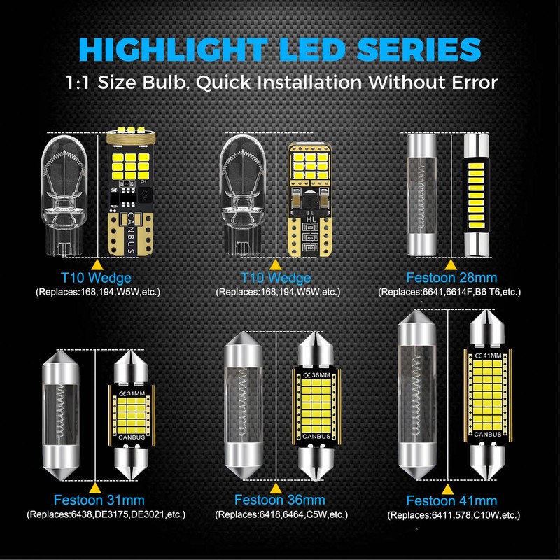 22 Pieces Interior LED Lights Kit + Back Up Reverse