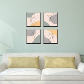 The Nisha 4 PC Pack Art Magic Modern Pictures Peel and Stick 3D Vinyl Removable Wall Sticker Decals DIY Sticky Backsplash Nordic, Woman and Leaves 4013