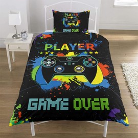 MUSOLEI Gaming Single Duvet Covers Set Boys Gamer Bedding Sets for Teens/Kids/Children Matching Single Quit Cover 135X200cm + 1 Pillowcase 50X75cm Soft Microfiber