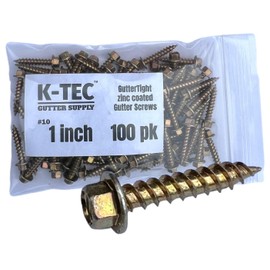 1" GutterTight 1/4" Drive High Head Zinc Plated Hidden Hanger Gutter Screws #10 (100 Pack)