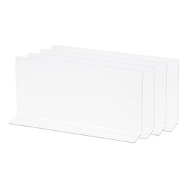 sourcing map L Type Shelf Dividers, PVC Clear Closet Shelf Separator Organizer Clapboard for Kitchen Cabinet Bookcase Office Supermarket 25 x 4 x 12cm Pack of 4