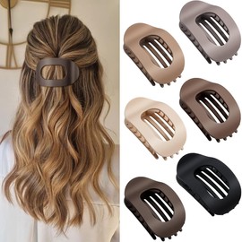 6 Stück Haarklammern Damen - Flache Haarspangen French Clip, Rutschfeste Seitliche Haarklammern für Dickes & Dünnes Haar, Starker Halt für Alltag, Sport, Autofahren als Haarschmuck (Matte Plain)