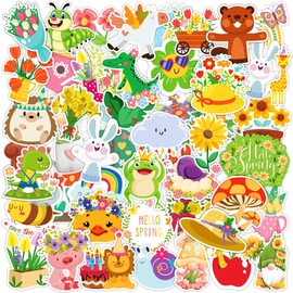 OHOME OHOME Spring Stickers | 100 PCS Flowers Stickers - Spring Stickers for Kids - Vinyl Spring Games Toys Gifts Party Favors Supplies - Kids Spring Crafts Accessories Treats Bulk for Classroom