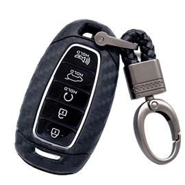 ROYALFOX (TM 3 4 5 botones TPU suave fibra de carbono silicona Smart Remote Key Fob Case Cover Shell para Hyundai i30 Azera ix35 Elantra Accent Santa Fe IG Grandeur, 2017-2020 Hyundai Palisade (negro)