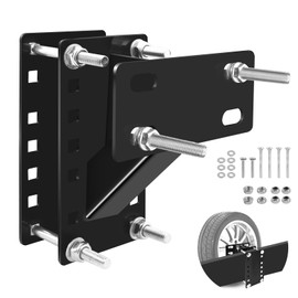 Spare Tire Mount, Universal Spare Tire Carrier Holder for Utility Trailer Boat, Fits 4 & 5 & 6 Lugs Trailer Wheels On 4", 4.5'', 4.75'', 5'' and 5.5'' Bolt Patterns (Black)