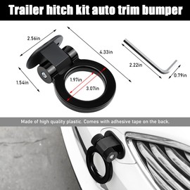 Ohleats Tow Hook Kit, ABS Car Tow Hook Trailer Hitch Sticker Only for Decoration, Bumper Trailer Hook Sticker for Cars, Trucks and Sedans, Universal Exterior Car Accessories (Black)