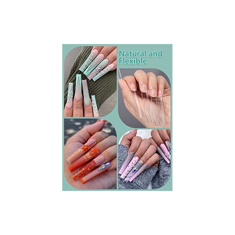 LIONVISON 504 puntas de uñas acrílicas transparentes profesionales, curvas sin