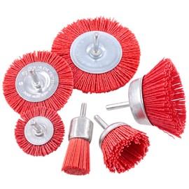 Pvczool 6Pcs Nylon Filament Abrasive Wire Brush Wheel & Cup Brush Set with 1/4 Inch, 6 Sizes Nylon Set Perfect