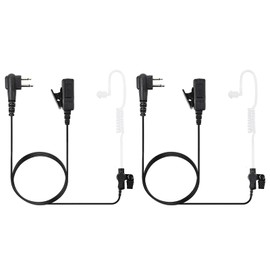 Headset for Motorola Walkie Talkies with Mic 2 Pin Acoustic Tube Earpieces and PPT for CP200 GP2000 CLS1410 CLS1450 CLS1100 (2Packs)