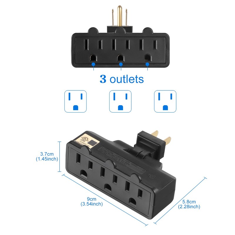 FiiMan 3 Outlet Wall Adapter, UL Listed 3-Prong Grounded 180