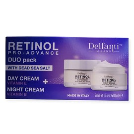 Delfanti-Milano • Retinol Pro-Advance • Pack Duo Anti-Envejecimiento • Cremas De Día + De Noche • Hidratantes Rostro Y Cuello Con Minerales Del Mar Muerto Y Vitaminas E Y B •