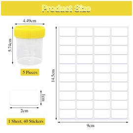 5 Pieces of 60Ml Sample Cups and 1 Blank Label, Sample Collection Cup, Clear Plastic Sample Cup, Leak-Proof Sample Cup