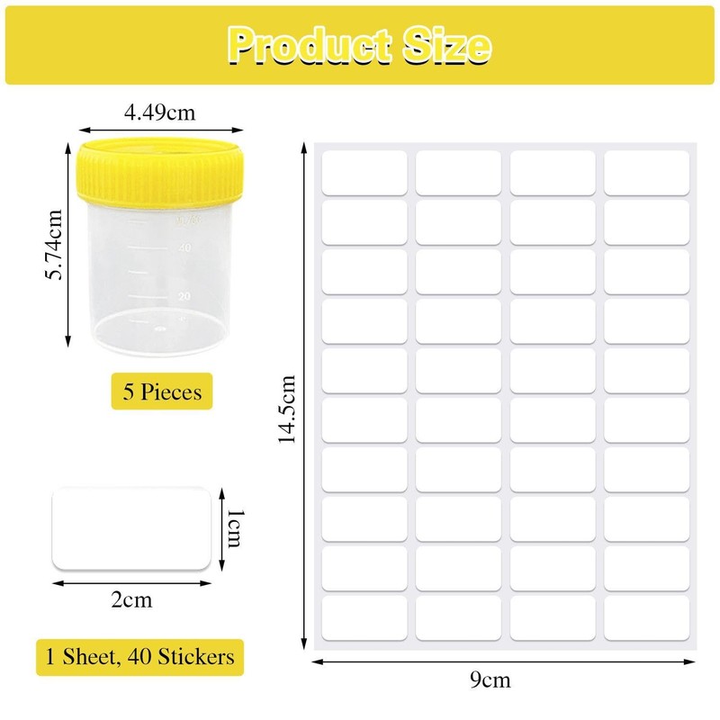 5 Pieces of 60Ml Sample Cups and 1 Blank Label,