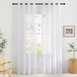 KGORGE Voile Curtains White Transparent Eyelet Curtain White Stores Curtain Transparent Sheer Curtains White Curtains Living Room Modern Set of 2 H 220 x W 140 cm