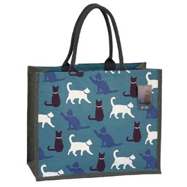 Box Shaped Eco Friendly Jute Shopping Bag with Gusset (Cats)