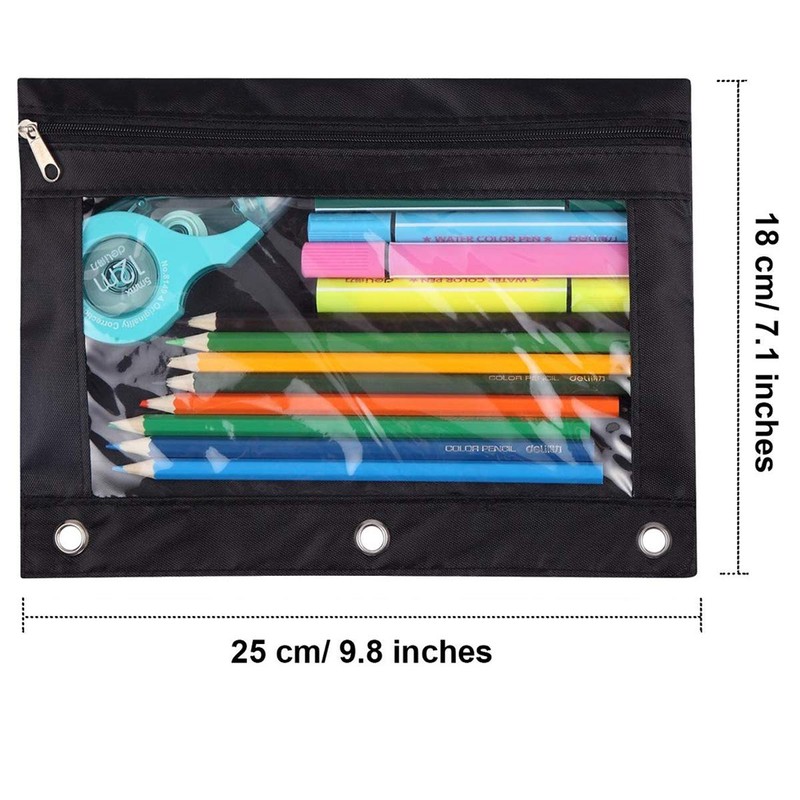 TOPWOOZU Pencil Pouch 3 Ring, Zipper Pencil Pouches Case Binder