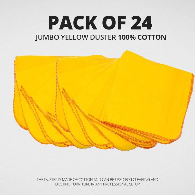 Milosc Pack of 24 100% Cotton Cleaning Cloth Jumbo Yellow