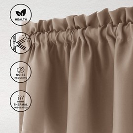 Hiasan Valance Curtains for Kitchen Blackout Thermal Insulated Solid Window Curtain Valance, Cappuccino, 42 x 18 Inches, 1 Panel