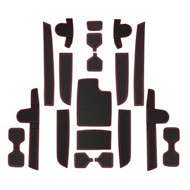LUWU for 2025 Kia Telluride Accessories - for 2020 2021 2022 2023 2024 2025 Kia Telluride LX/S/EX/SX Door Slot Mats Cup Holder Inserts Center Console Liners Mats Red-Trim - 19 PCS/Sets