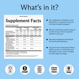 Needed. Immune Support Immunity Powder - for The Whole Family - Pregnancy Safe Immunity Supplement - Zinc with Elderberry - Easy-to-Take