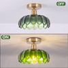 Dellemade Chandelier, Flush Mount Ceiling Light, Green Glass Shade Light