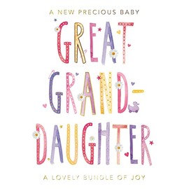 New Baby Great-Granddaughter Bundle of Joy Greeting Card Blooming Wishes Cards SOHI0087